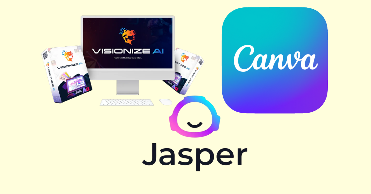 Visionize Ai vs Canva vs Jasper AI comparison on screens