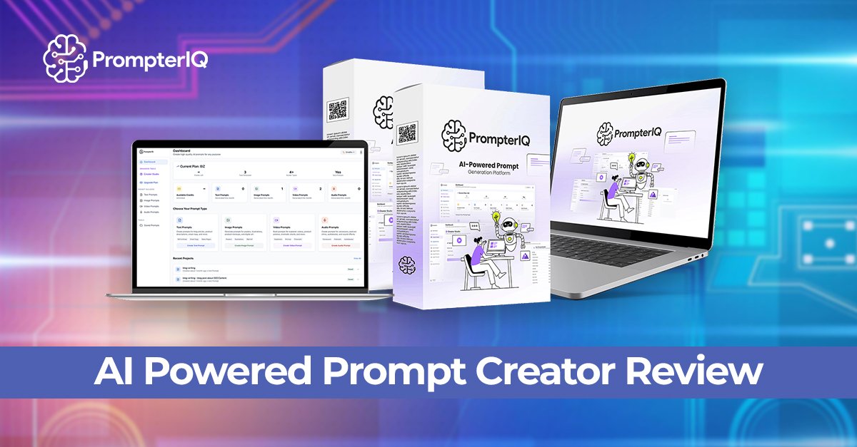 AI-powered prompt generator dashboard on a laptop screen for PrompterIQ