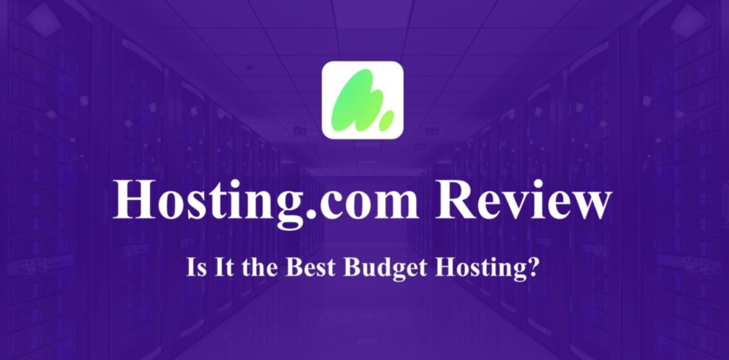 Hosting.com dashboard with website analytics, eco-friendly servers, and uptime performance chart