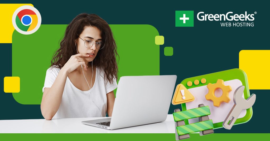 GreenGeeks web hosting dashboard with eco-friendly green servers and laptop – top hosting for beginners 2025