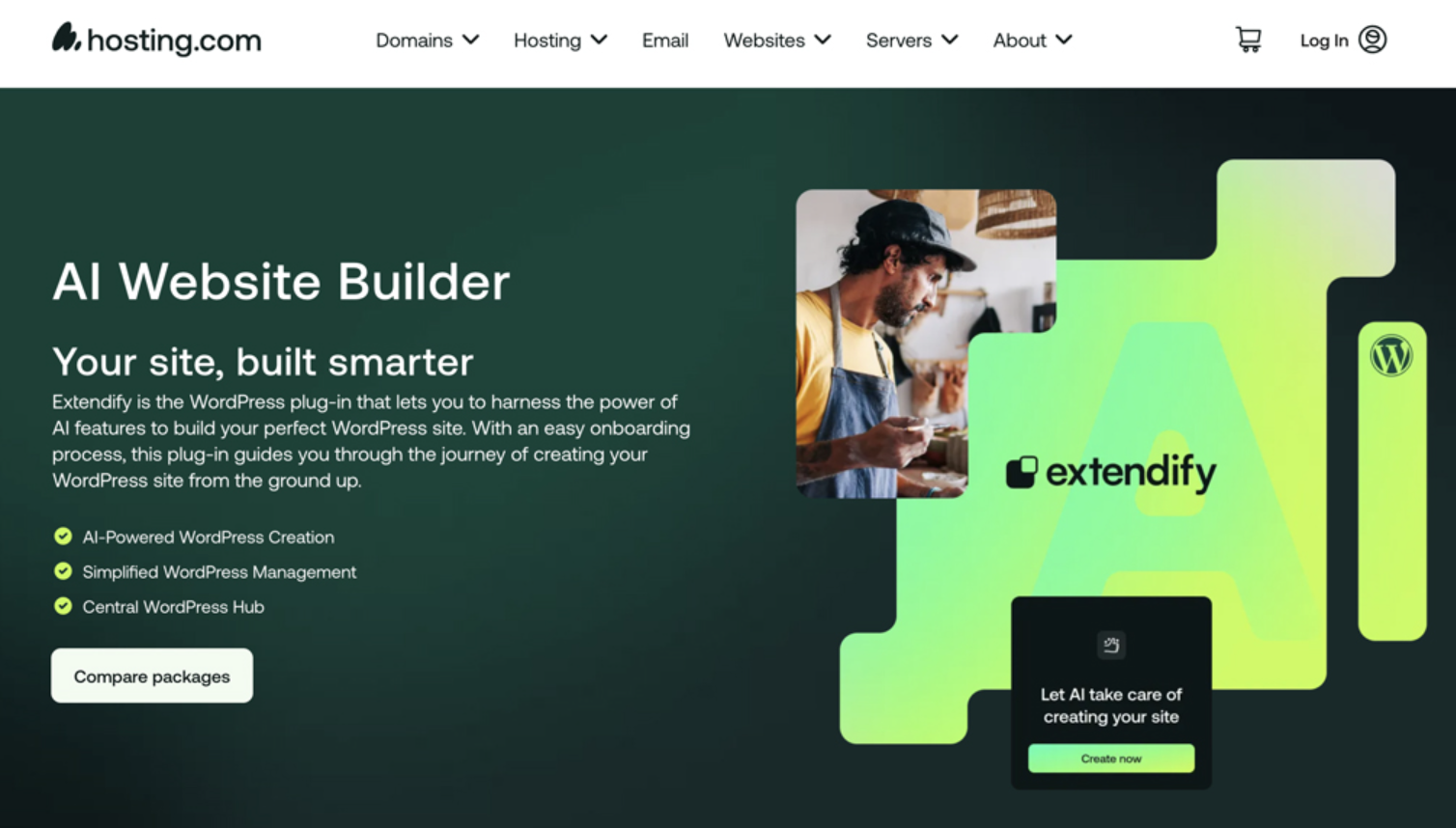 Hosting.com homepage showcasing fast web hosting services
