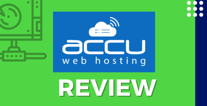 AccuWeb Hosting tutorial on laptop with notes and coffee